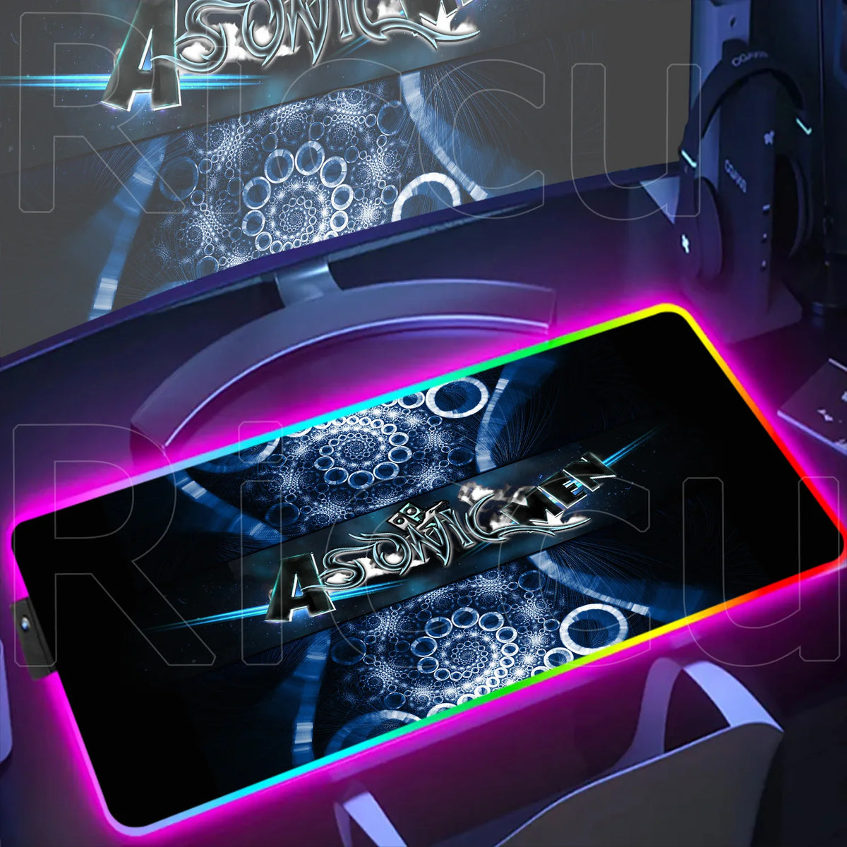 New RGB Mouse Pad Geometry Dash Gaming Desk Mat Laptops Anime Carpet Gamer PC Cabinet Large Gamers Accessories Computer Mousepad