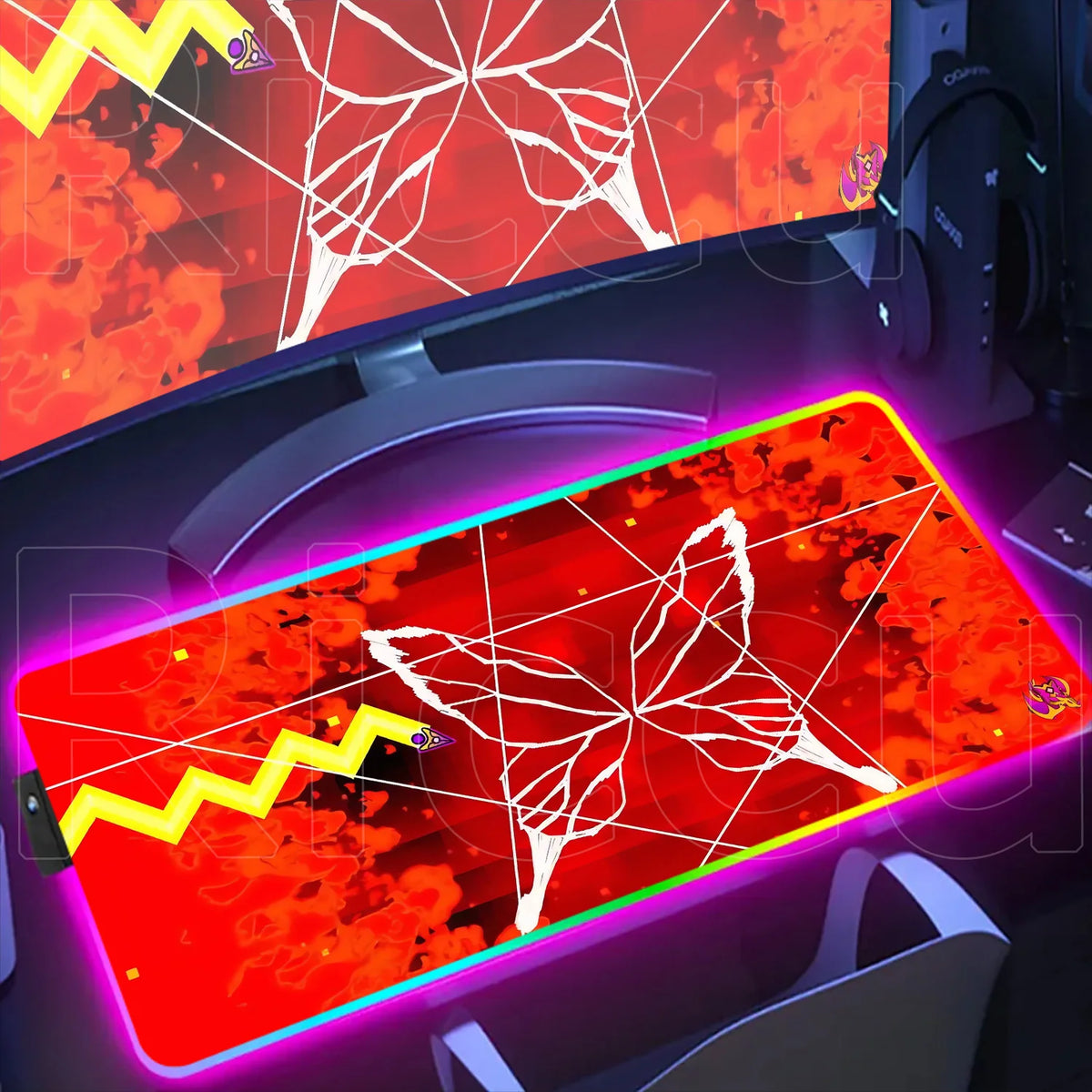 New RGB Mouse Pad Geometry Dash Gaming Desk Mat Laptops Anime Carpet Gamer PC Cabinet Large Gamers Accessories Computer Mousepad