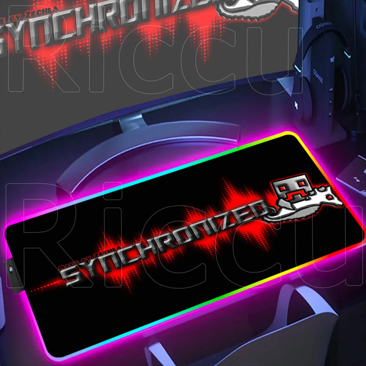 New RGB Mouse Pad Geometry Dash Gaming Desk Mat Laptops Anime Carpet Gamer PC Cabinet Large Gamers Accessories Computer Mousepad