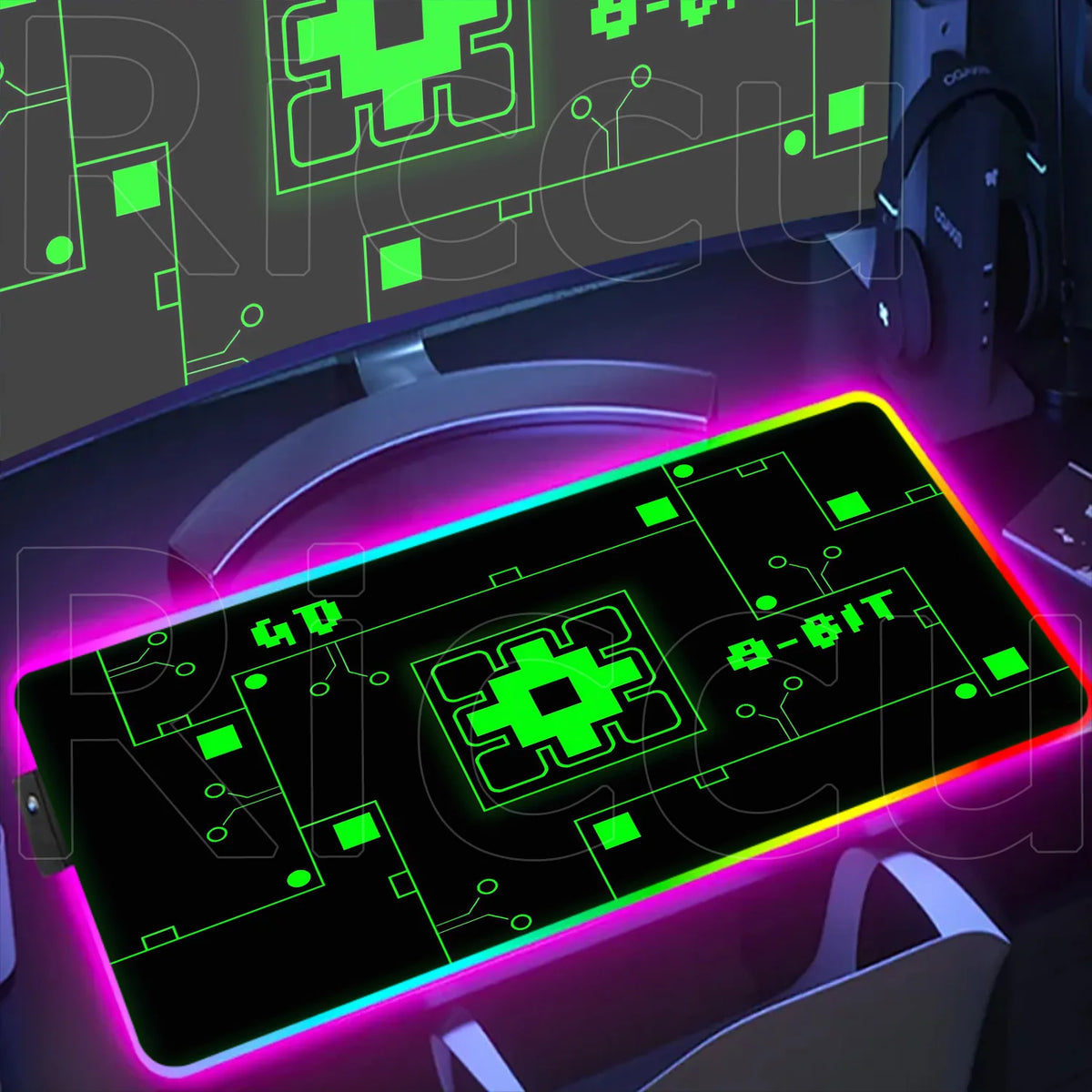New RGB Mouse Pad Geometry Dash Gaming Desk Mat Laptops Anime Carpet Gamer PC Cabinet Large Gamers Accessories Computer Mousepad