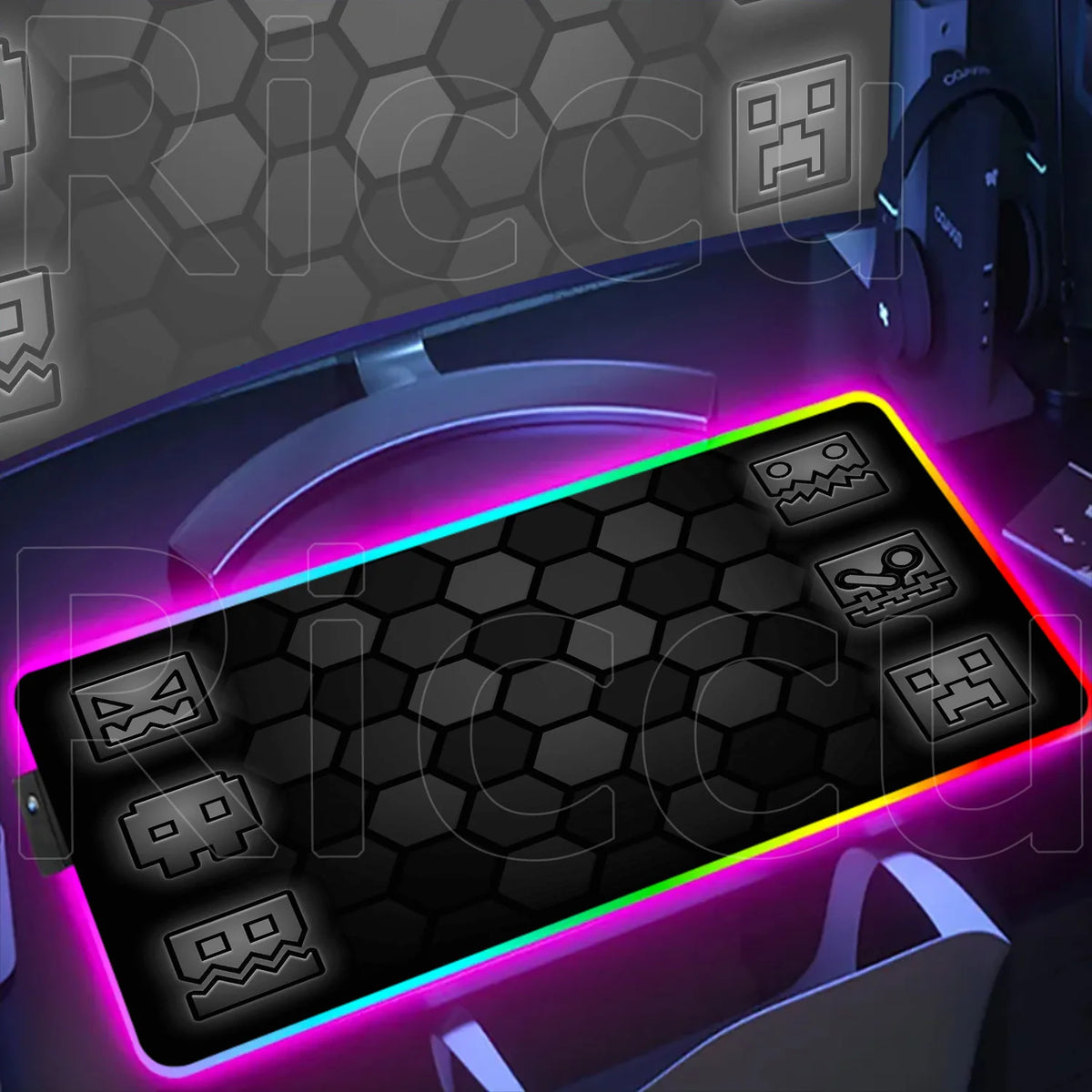 New RGB Mouse Pad Geometry Dash Gaming Desk Mat Laptops Anime Carpet Gamer PC Cabinet Large Gamers Accessories Computer Mousepad