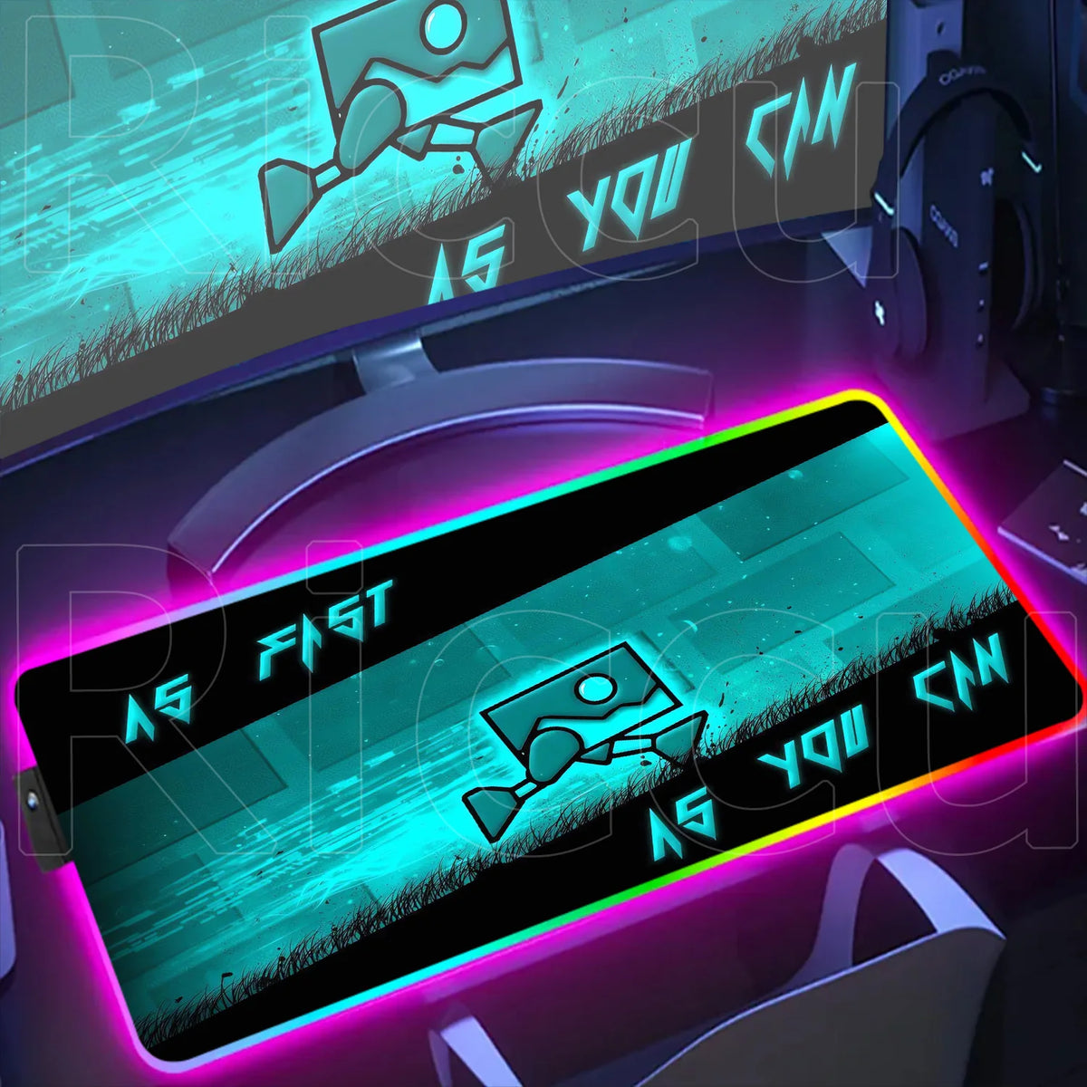 New RGB Mouse Pad Geometry Dash Gaming Desk Mat Laptops Anime Carpet Gamer PC Cabinet Large Gamers Accessories Computer Mousepad