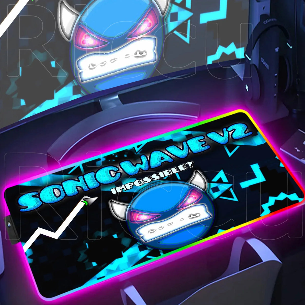 New RGB Mouse Pad Geometry Dash Gaming Desk Mat Laptops Anime Carpet Gamer PC Cabinet Large Gamers Accessories Computer Mousepad