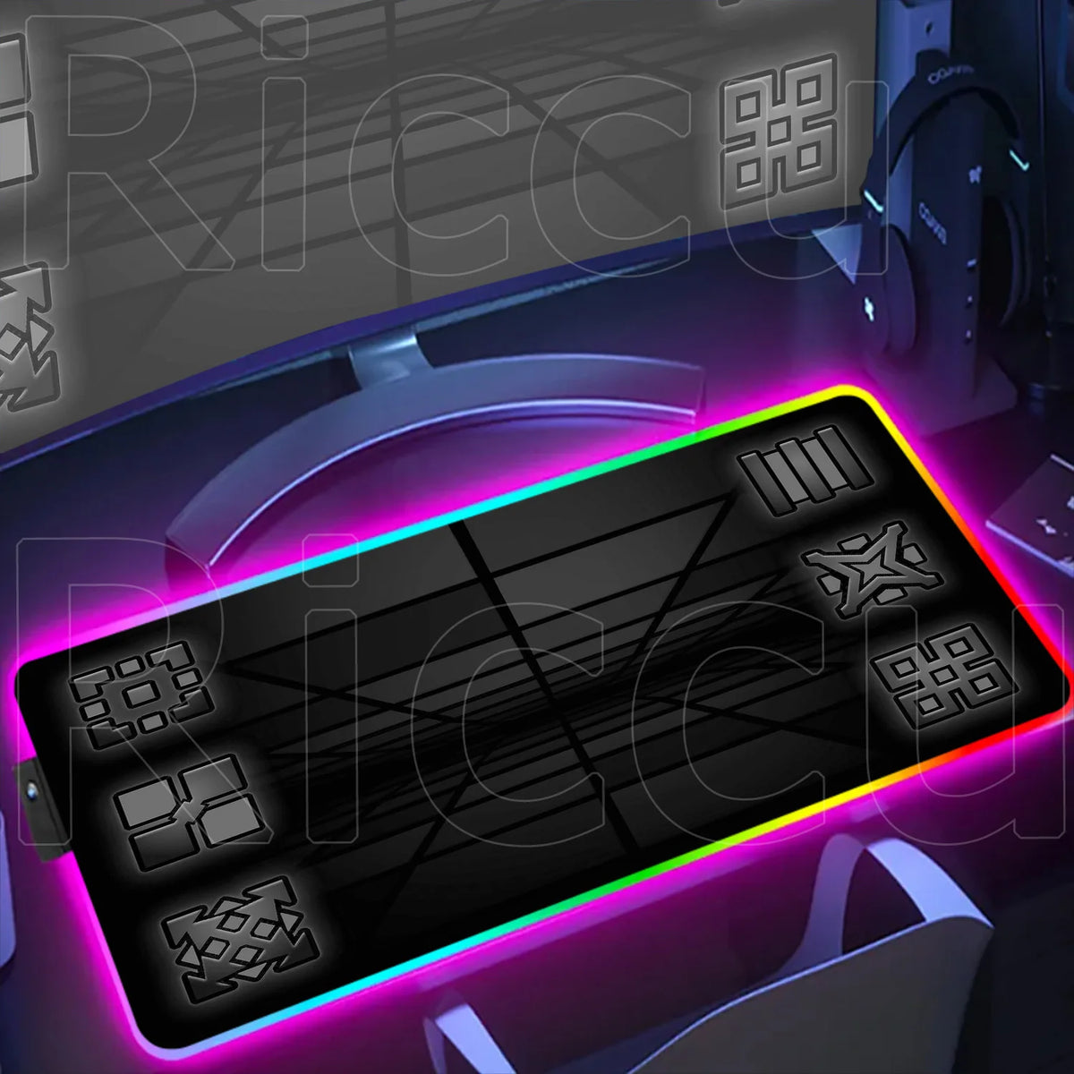 New RGB Mouse Pad Geometry Dash Gaming Desk Mat Laptops Anime Carpet Gamer PC Cabinet Large Gamers Accessories Computer Mousepad