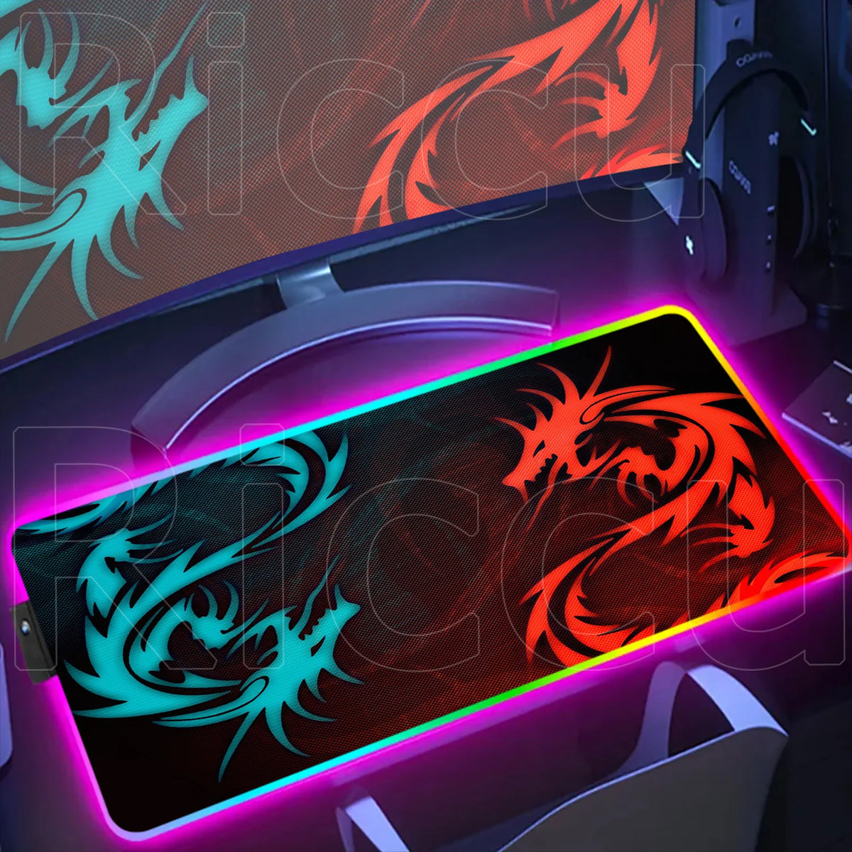 New RGB Mouse Pad Geometry Dash Gaming Desk Mat Laptops Anime Carpet Gamer PC Cabinet Large Gamers Accessories Computer Mousepad