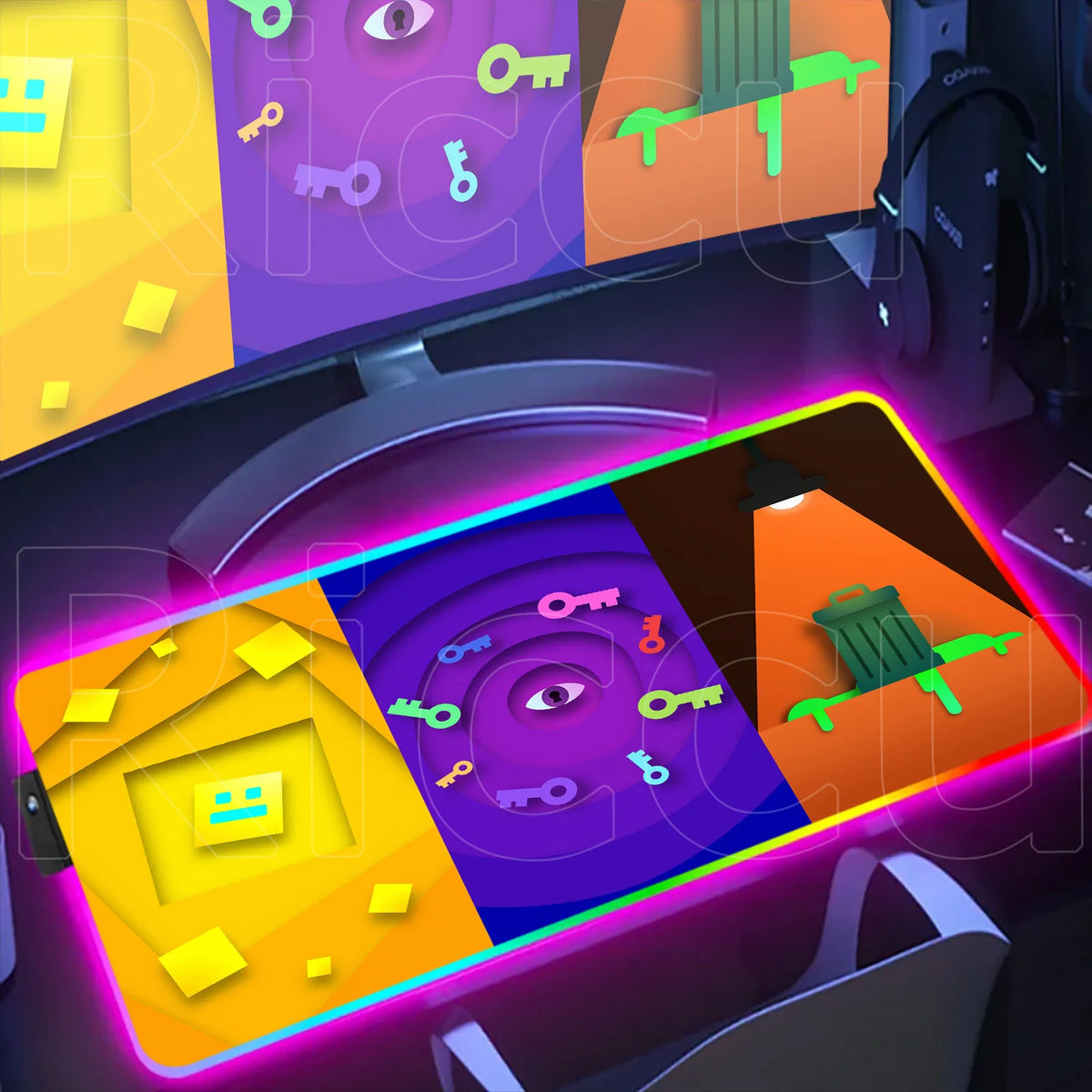 New RGB Mouse Pad Geometry Dash Gaming Desk Mat Laptops Anime Carpet Gamer PC Cabinet Large Gamers Accessories Computer Mousepad